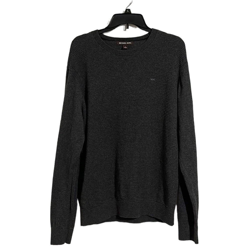 Men’s Michael Kors Lightweight Waffle Long Sleeve Gray Sweater Sz L